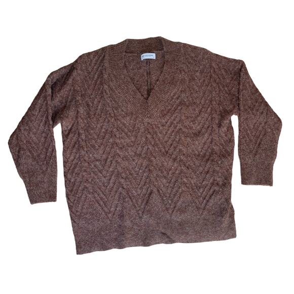 Daryl-Ann Denner by Pink Lilly Women's Size Small Rustic Brown V Neck Sweater - Picture 2 of 5